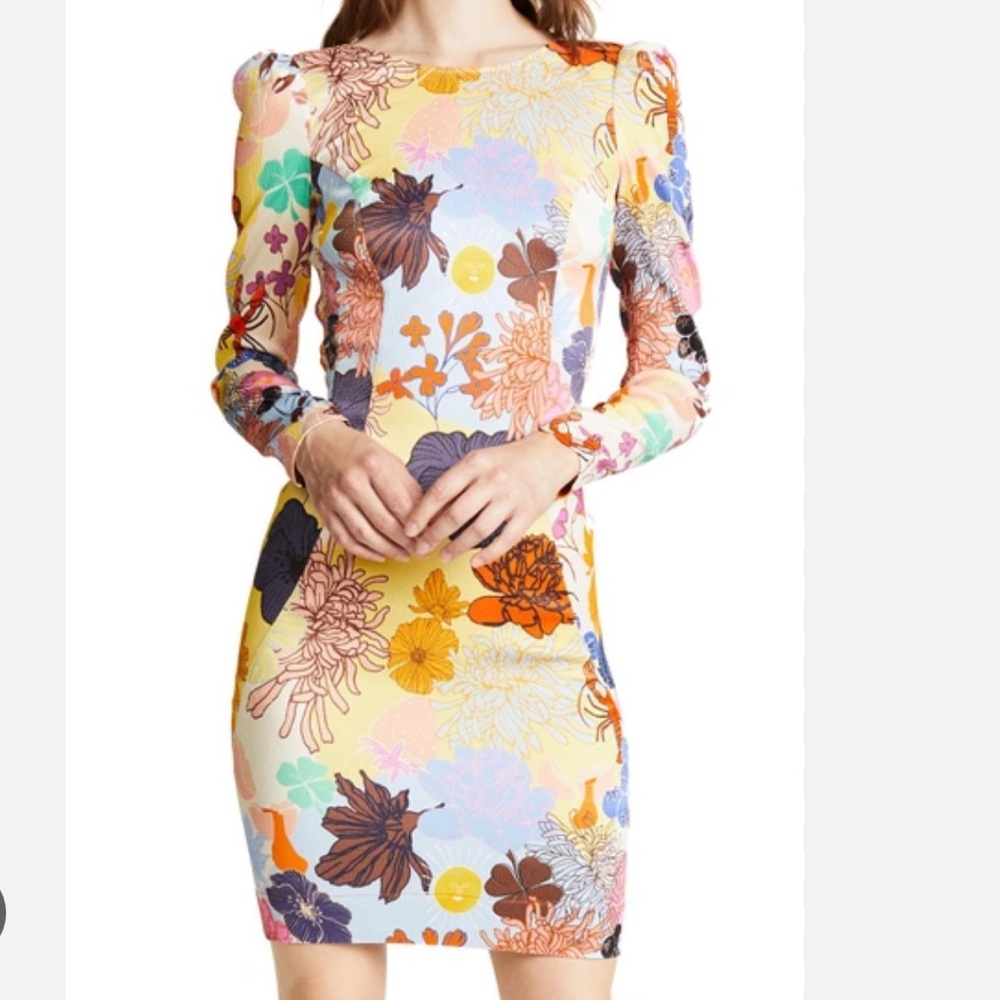 STINE GOYA Colorful Floral Long Sleeve Dress